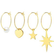 Stainless Steel Pearl Gold Plated Hoop Earrings Accessories Women Earrings